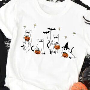 Halloween Tshirt, Cat Shirt, Ghost Shirt, Halloween Cat Shirt